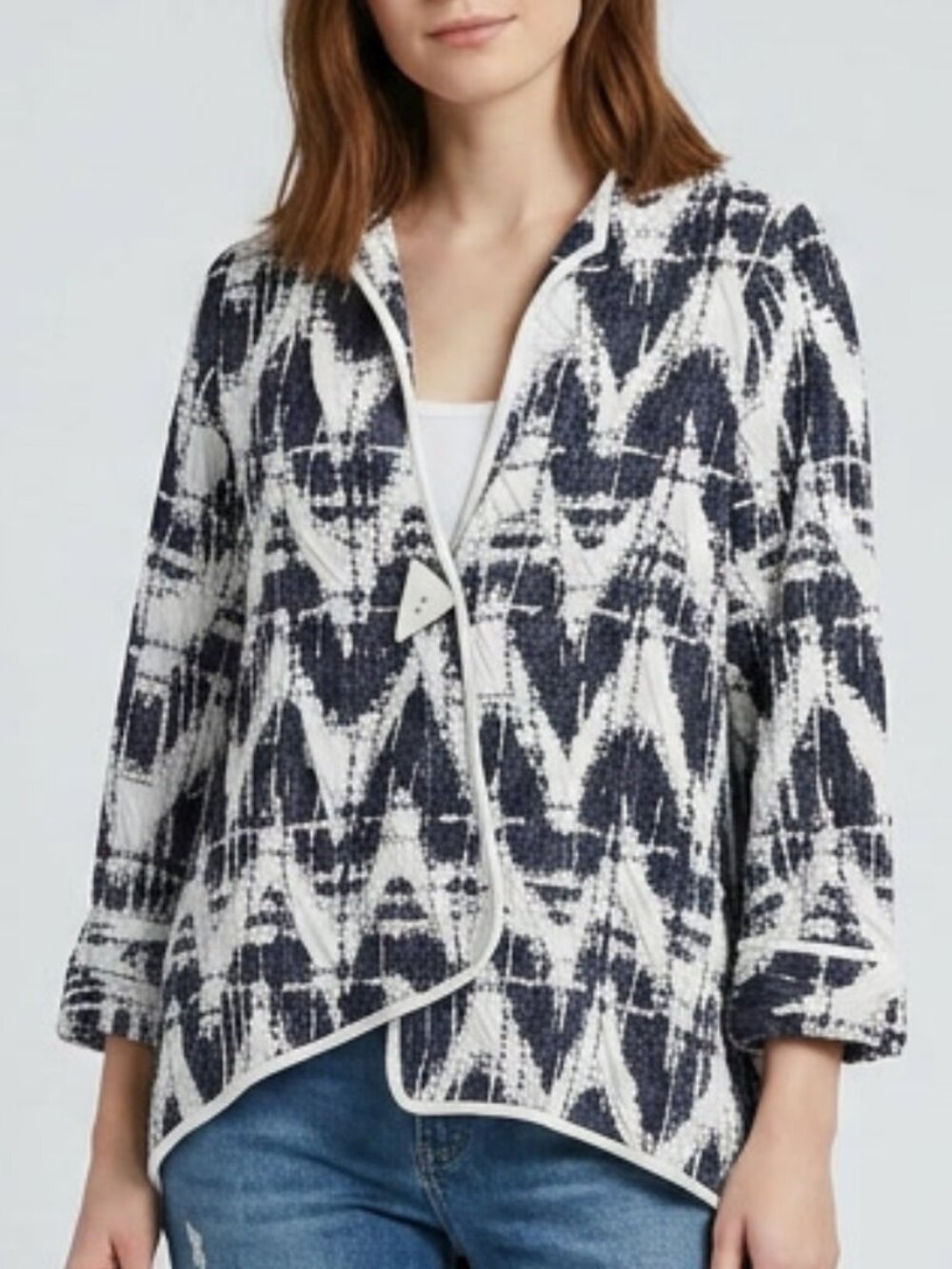 IC By Connie K Lagenlook Asymmetrical 3/4 Sleeve Knit Jacket Size S
